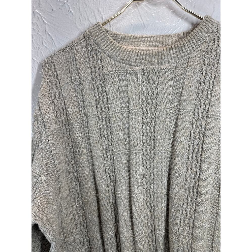 OSCAR De La RENTA Sweater Mens Crew Neck Light Tan Long‎ Sleeve Size Large